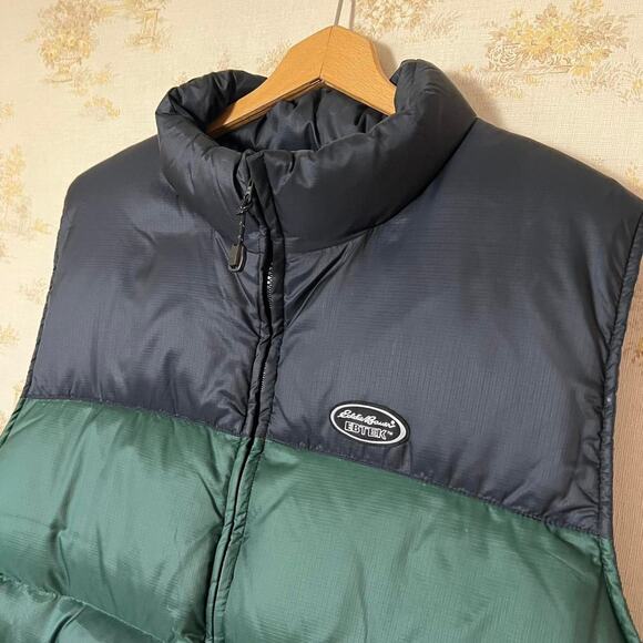Eddie Bauer Ebtek Forest Green & Black Goose Down Insulated Vest Size XL - Picture 2 of 6